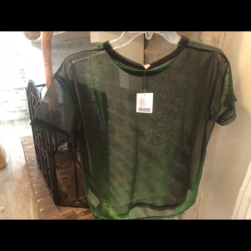 Silence + Noise Shimmer Mesh Top